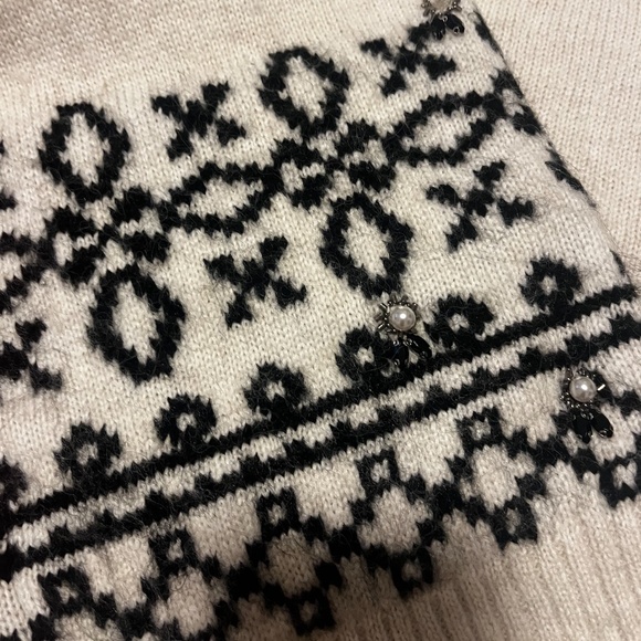 H&M premium boho white gray embellished touch of alpaca oversized sweater NWT - Picture 4 of 11